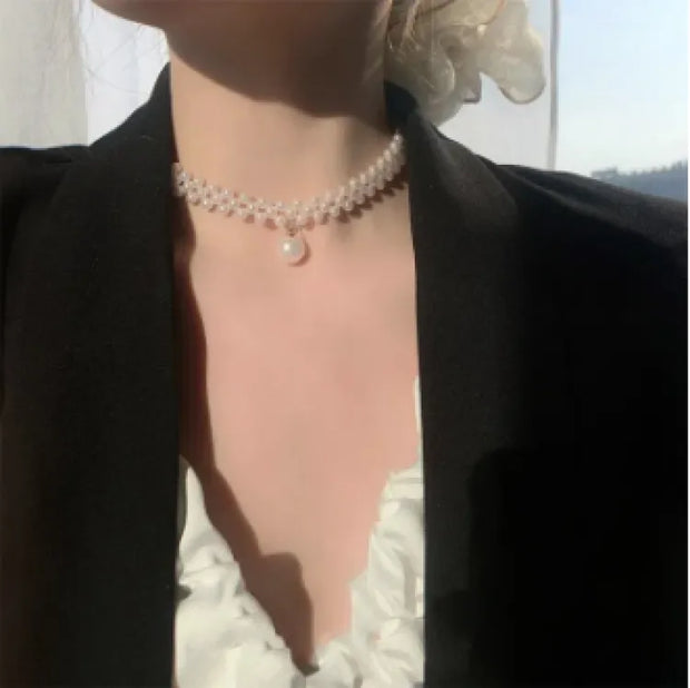 Handmade Pearl Weaving Necklace